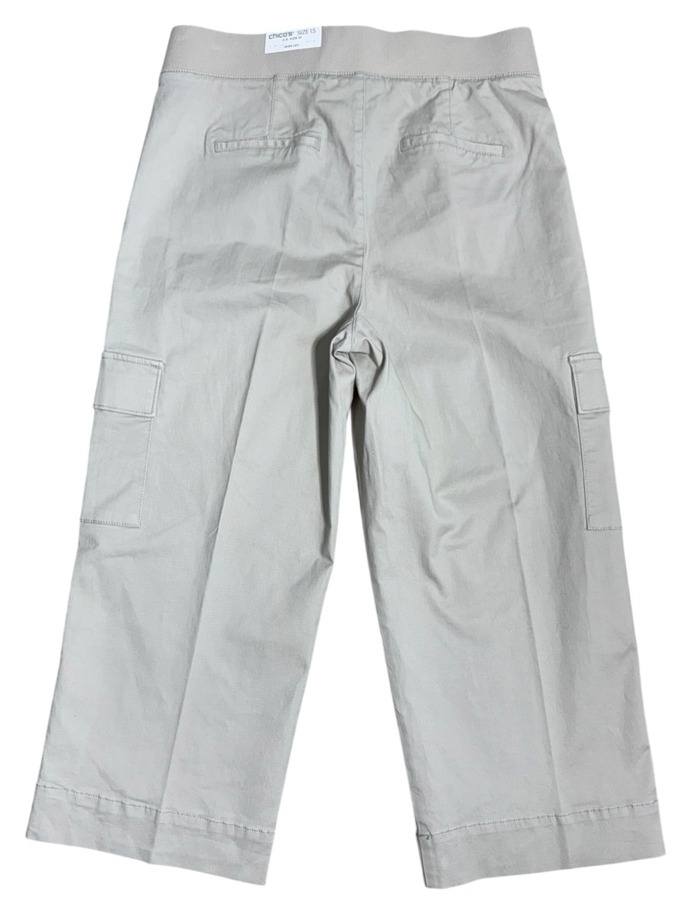 Chico’s Pull-On Cargo Wide Crop Pants Smokey Taupe Khaki Size 1.5 (US 10) NWT - Picture 3 of 6